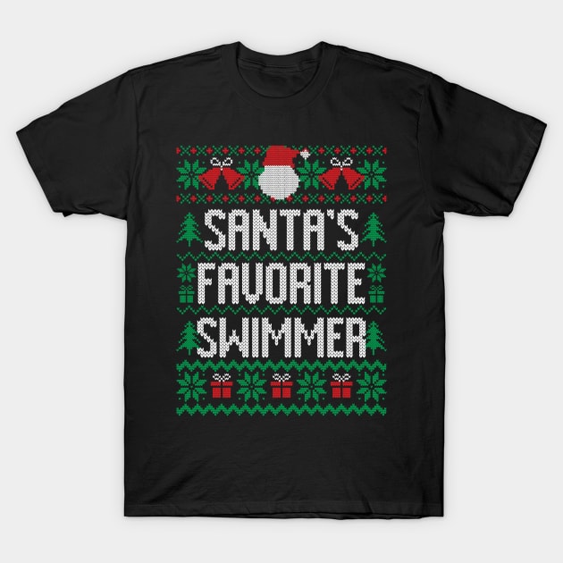 Santa's Favorite Swimmer T-Shirt by Saulene